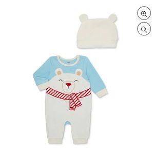 NWOT Holiday Time Baby and Toddler Holiday Christmas Critter Romper and Hat Set